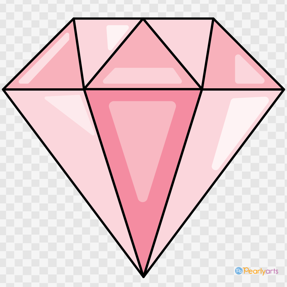 FREE Pink Diamond Clipart with outline WM | Pearly Arts