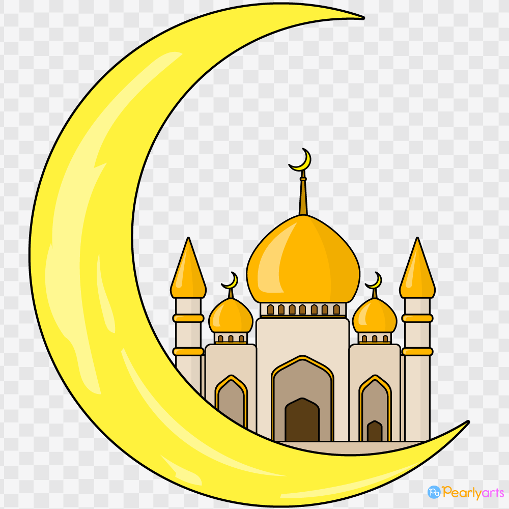FREE Ramadan Moon Clipart with outline WM | Pearly Arts