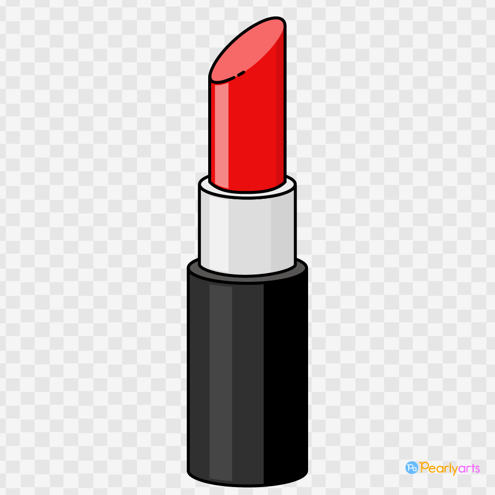 FREE Red Lipstick Clipart with outline WM | Pearly Arts