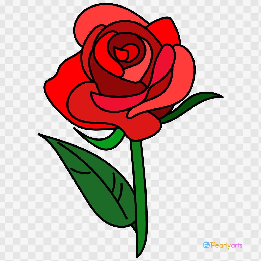 FREE Red Rose Clipart with outline WM | Pearly Arts
