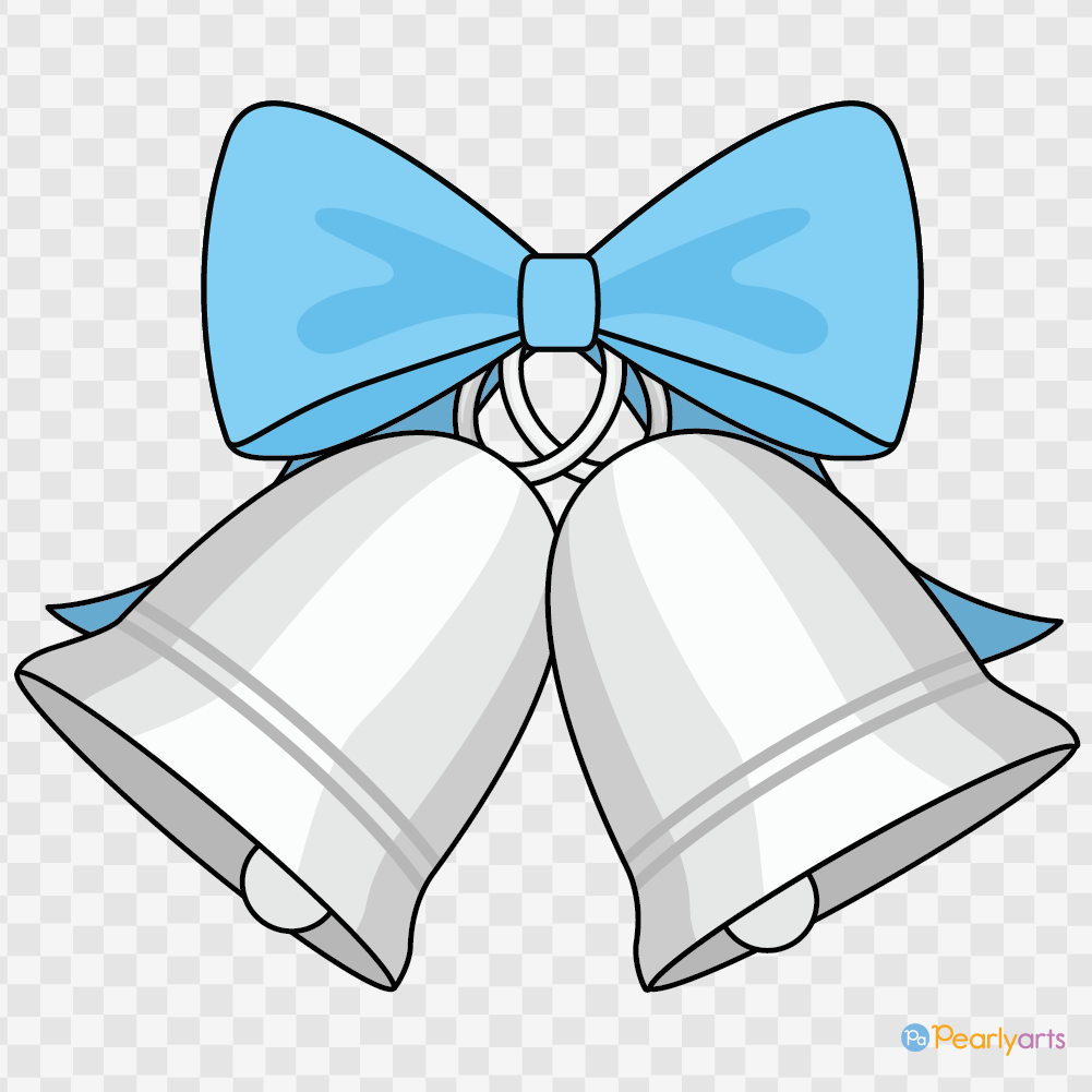 FREE Silver Wedding Bells Clipart with outline WM | Pearly Arts