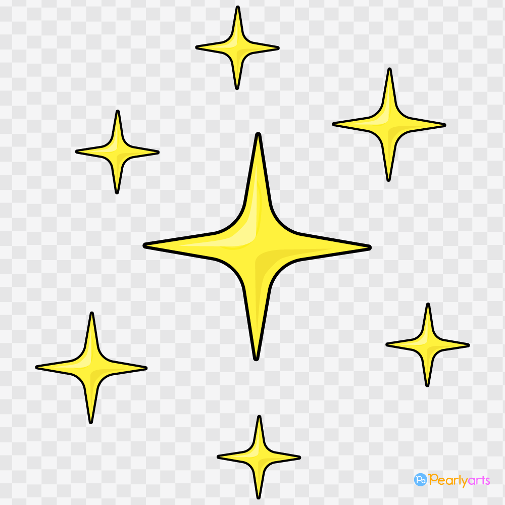 FREE Sparkle Stars Clipart with outline WM | Pearly Arts