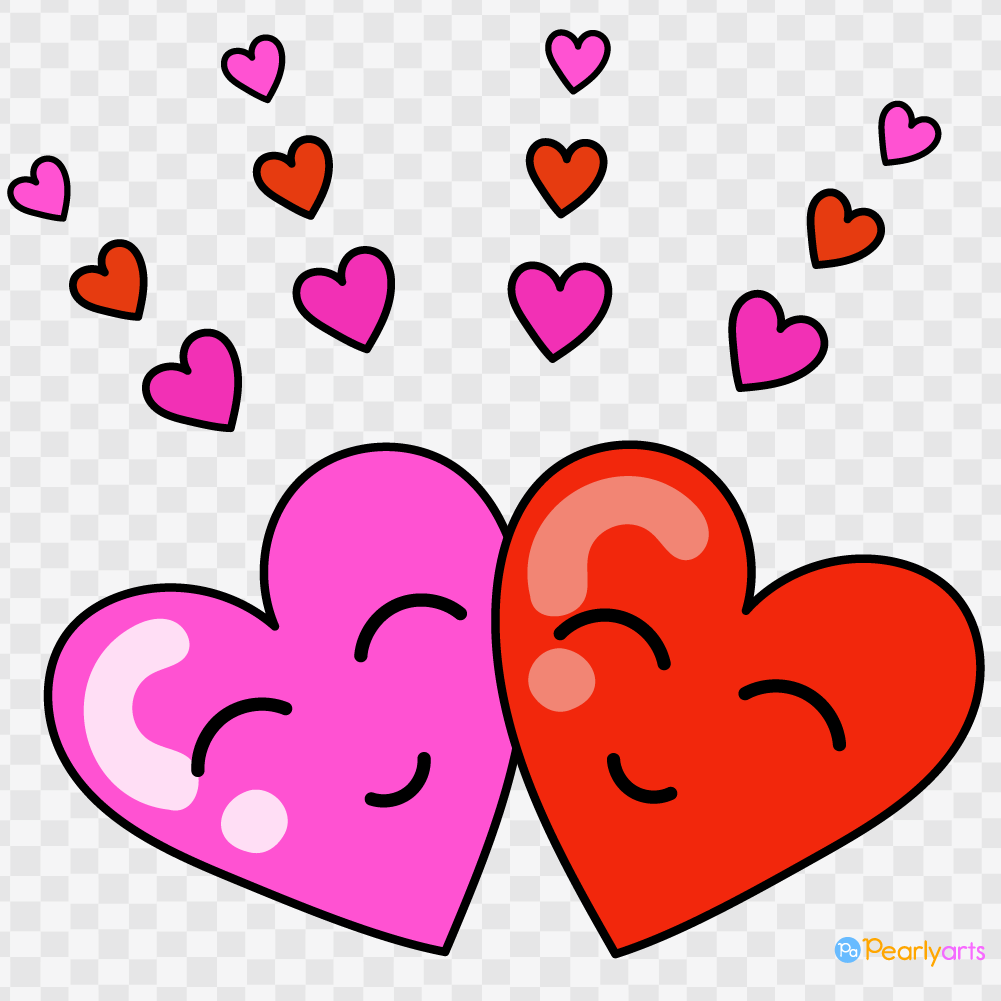 FREE Two Hearts Clipart with outline WM | Pearly Arts