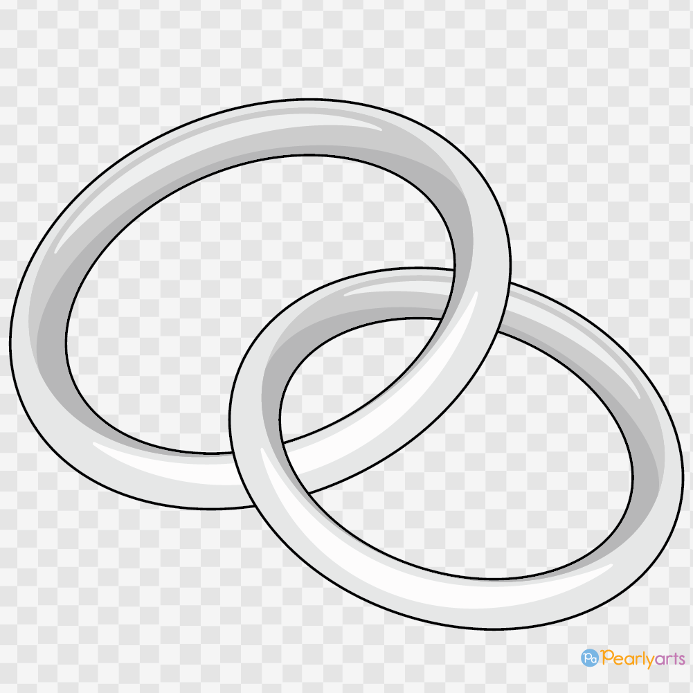 FREE White Gold Wedding Rings Clipart with outline WM | Pearly Arts