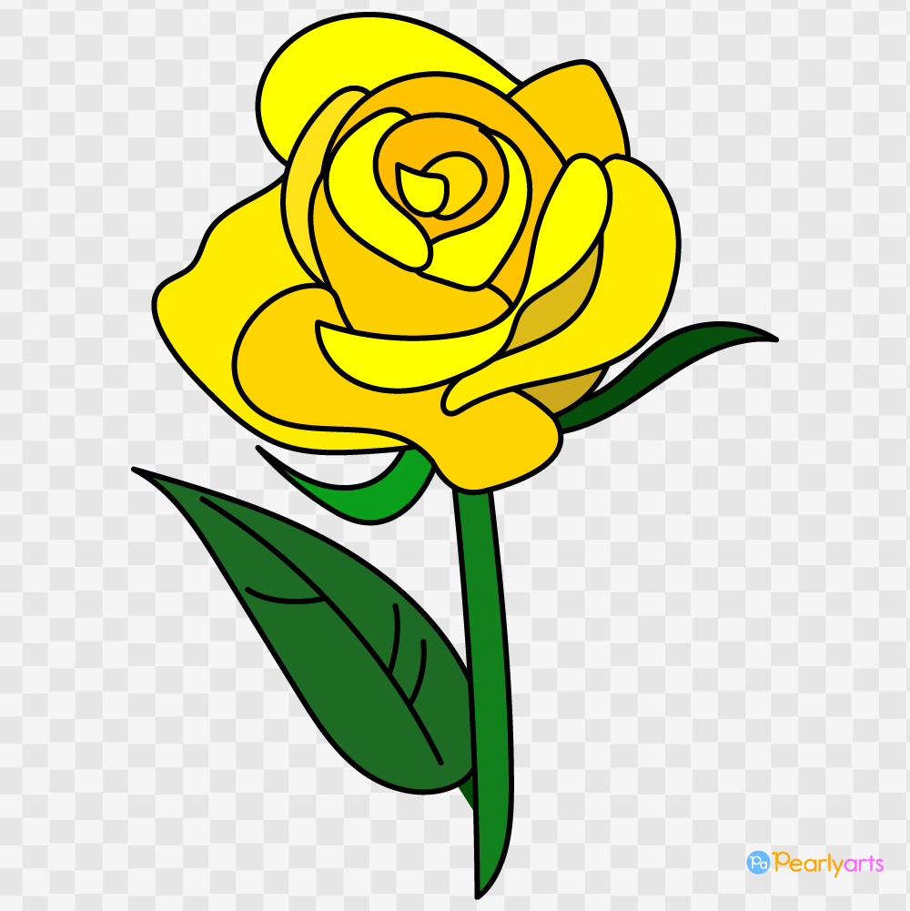 FREE Yellow Rose Clipart with outline WM | Pearly Arts