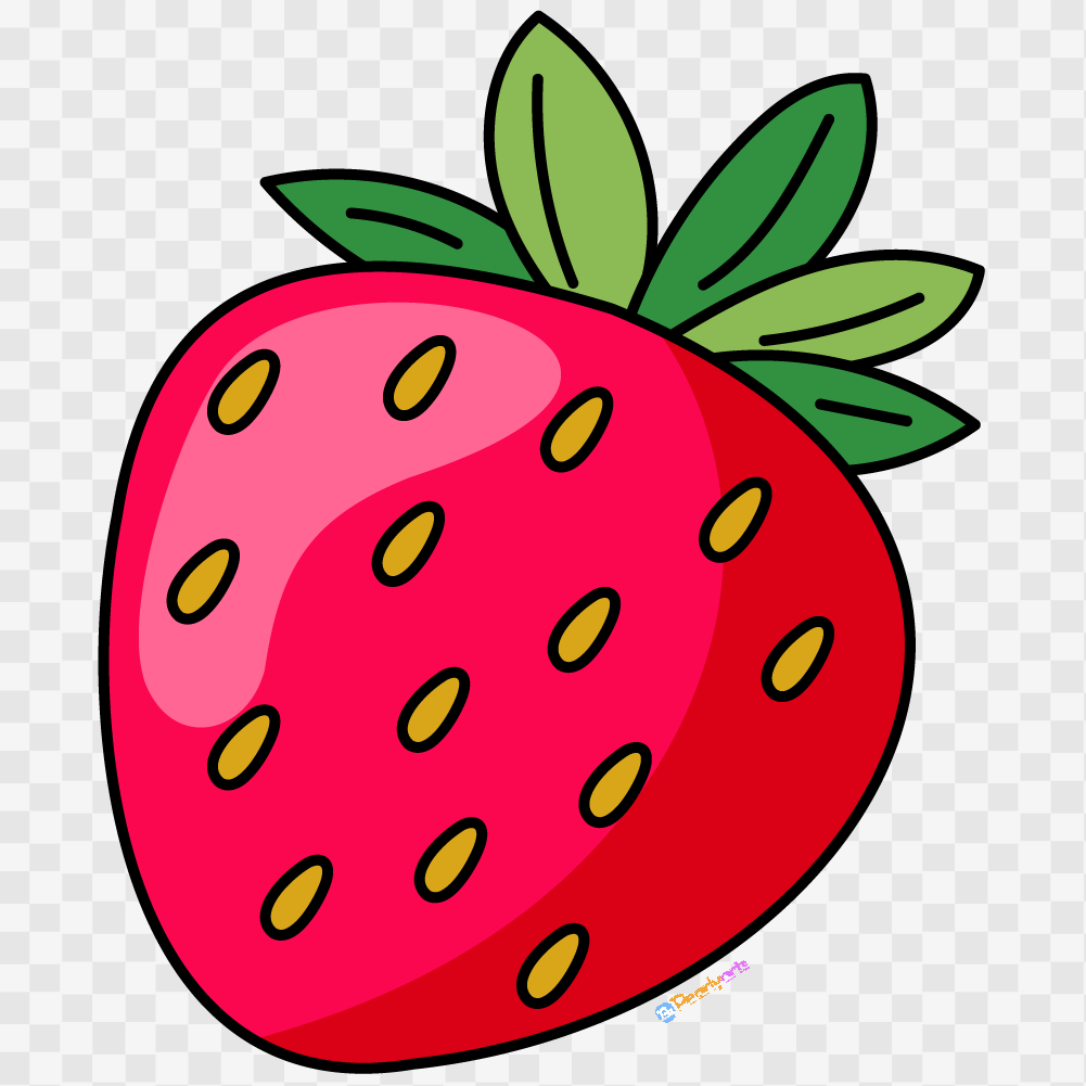Free Strawberry Clipart with outline WM | Pearly Arts