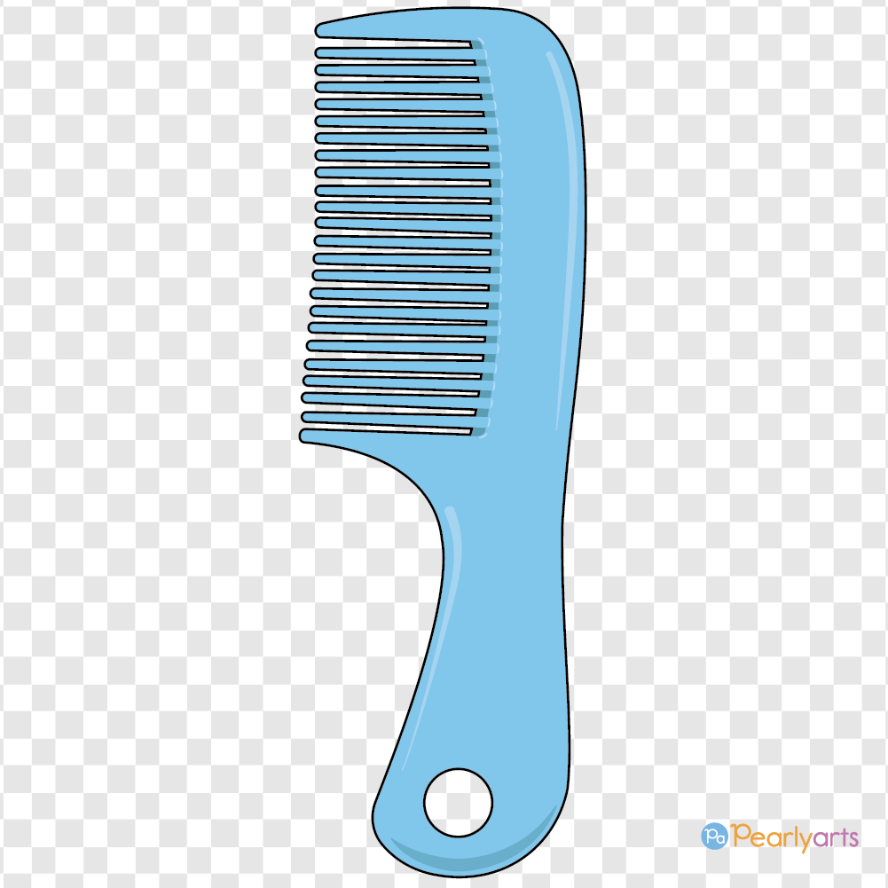 FREE Blue Comb Clipart with outline WM | Pearly Arts