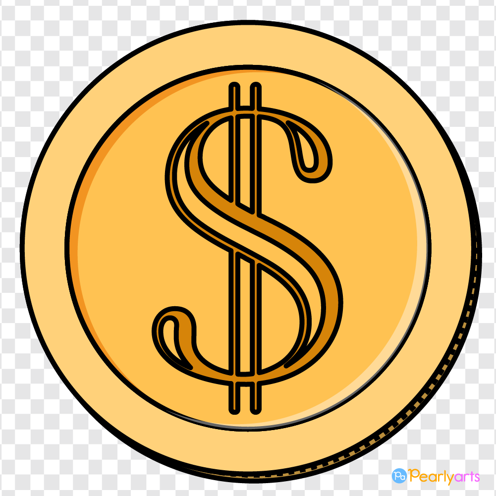 FREE Coin Clipart A with outline WM | Pearly Arts