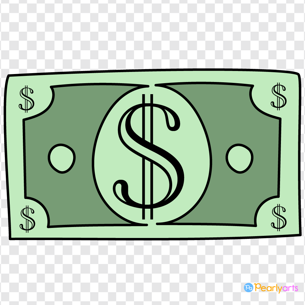 FREE Dollar Bill Clipart with outline WM | Pearly Arts