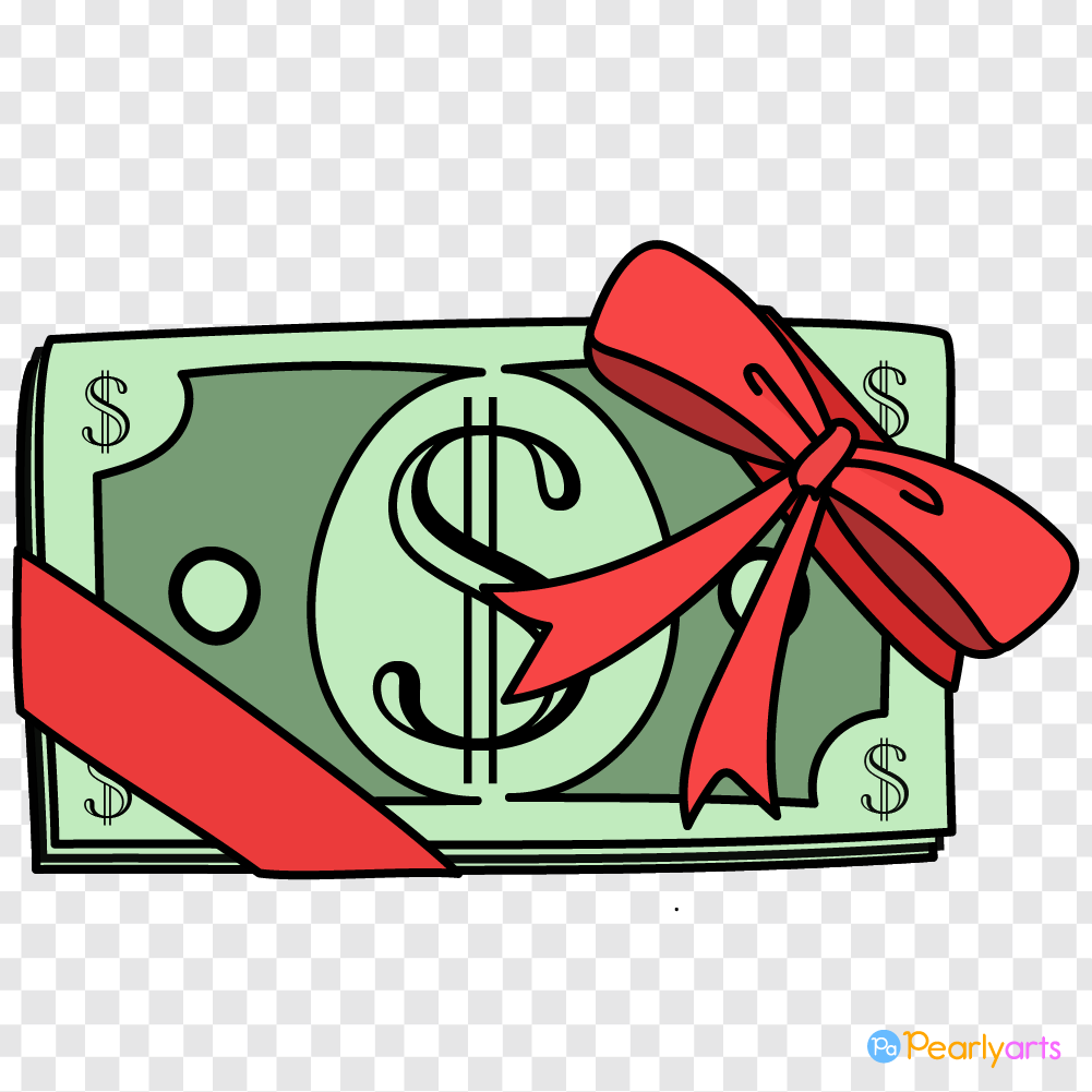 FREE Dollar Bills with Ribbon Clipart with outline WM | Pearly Arts