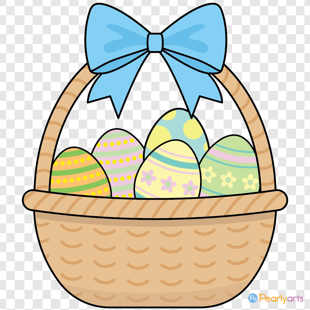FREE Easter Basket Clipart with outline WM | Pearly Arts