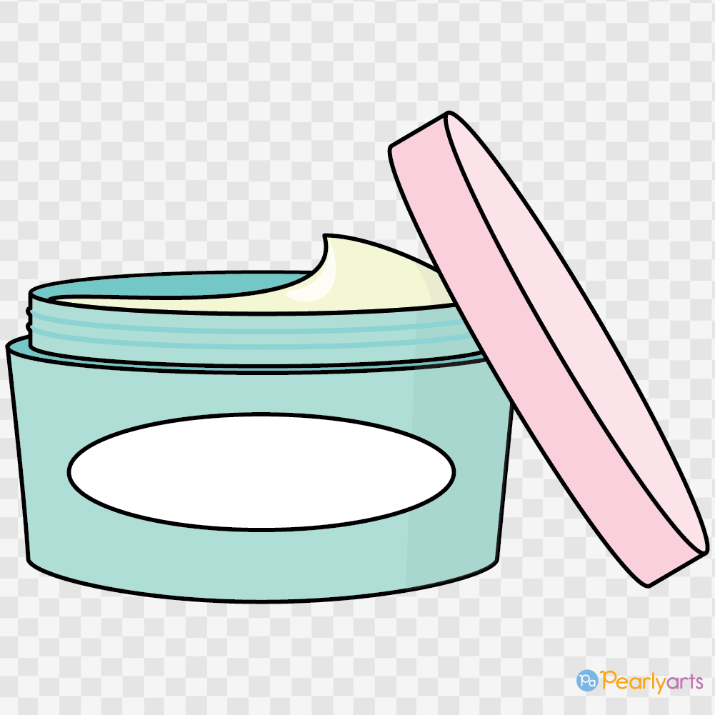 FREE Face Cream Jar Clipart with outline WM | Pearly Arts