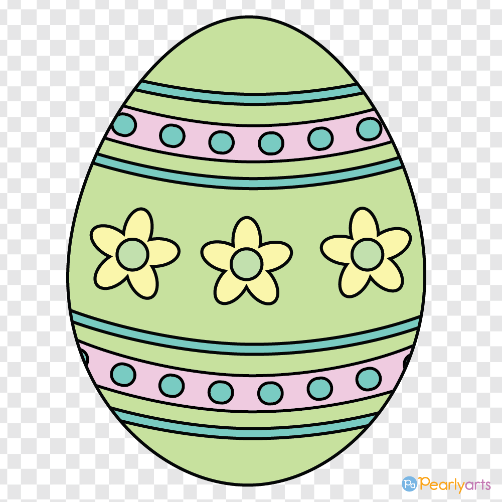 FREE Green Easter Egg Clipart with outline WM | Pearly Arts