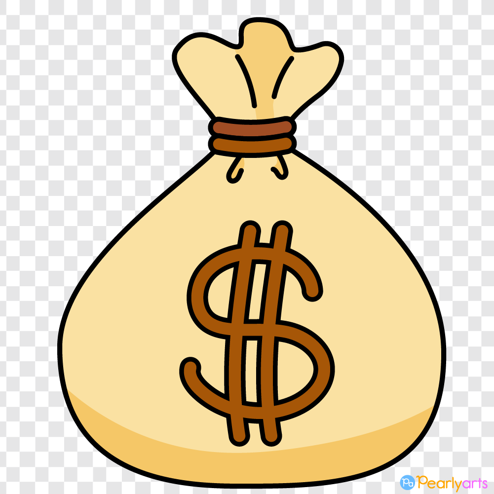 FREE Money Bag Clipart with outline WM | Pearly Arts
