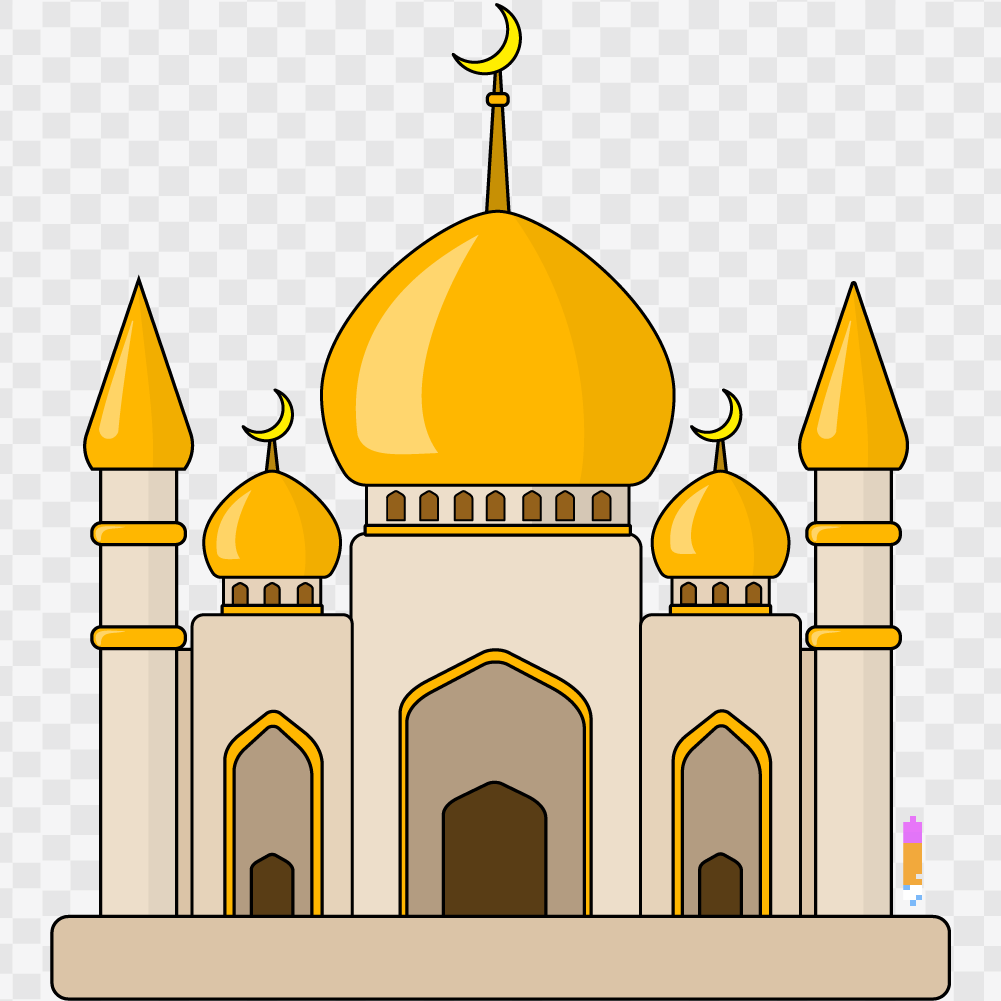 FREE Mosque Clipart with outline WM | Pearly Arts