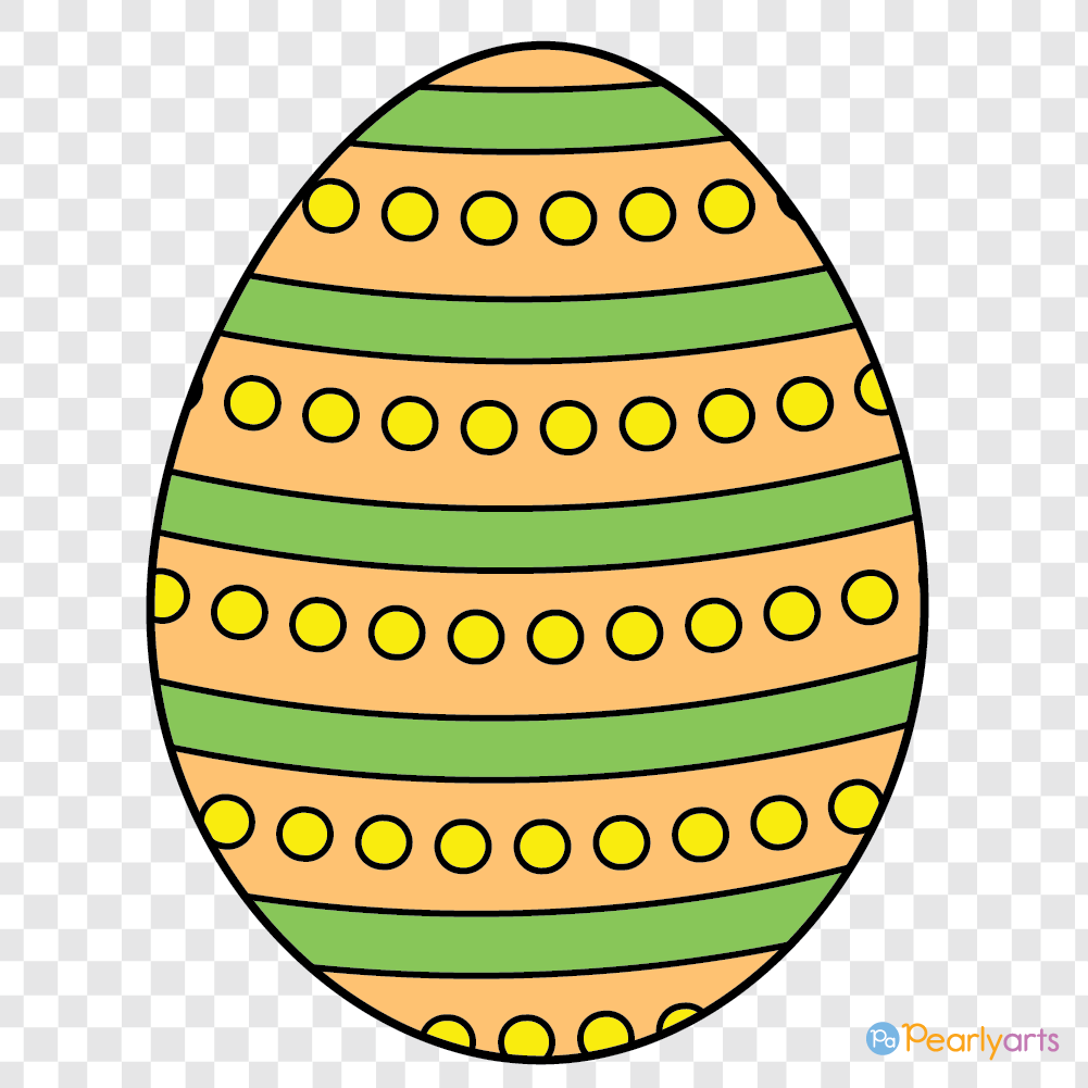FREE Orange Easter Egg Clipart with outline WM | Pearly Arts