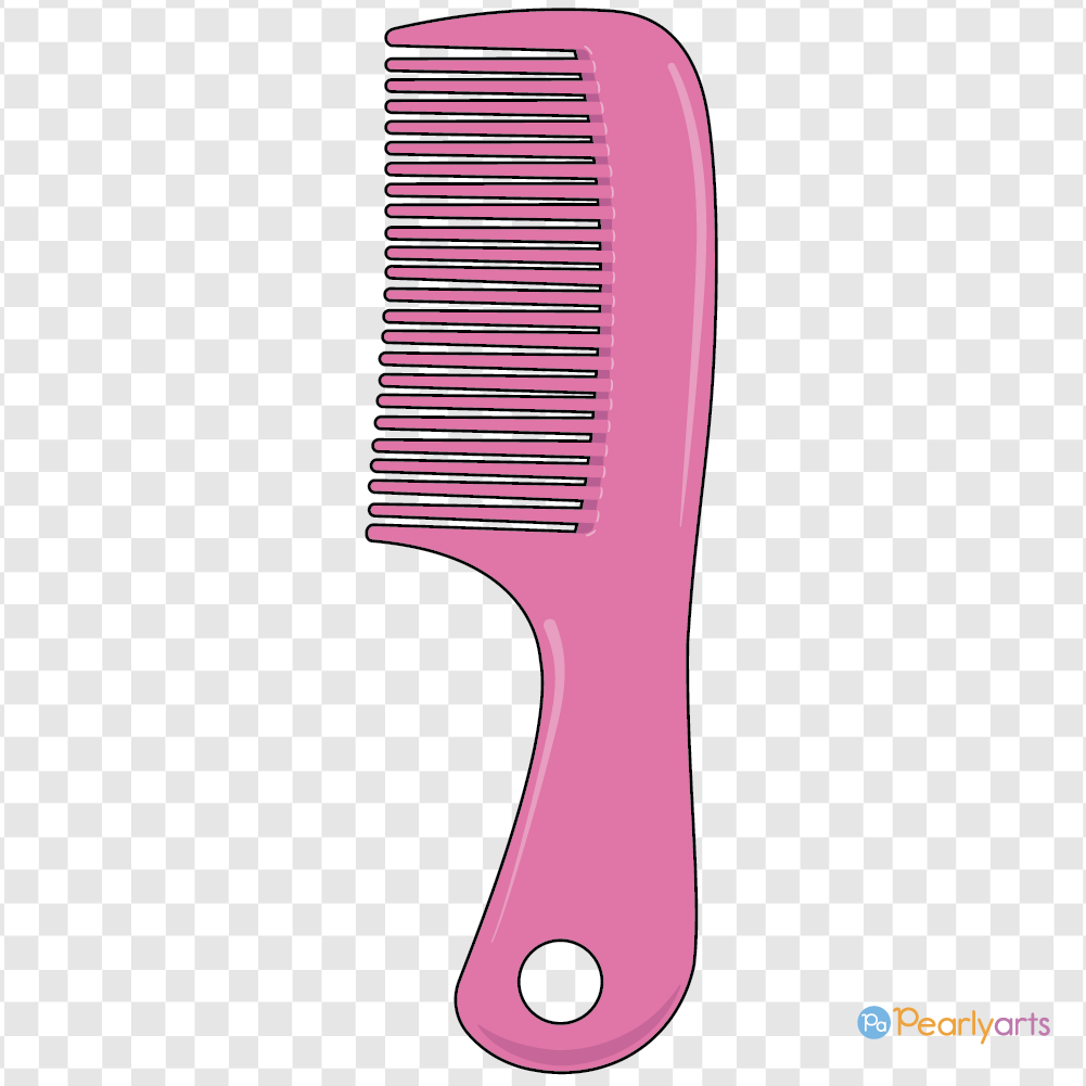 FREE Pink Comb Clipart with outline WM | Pearly Arts