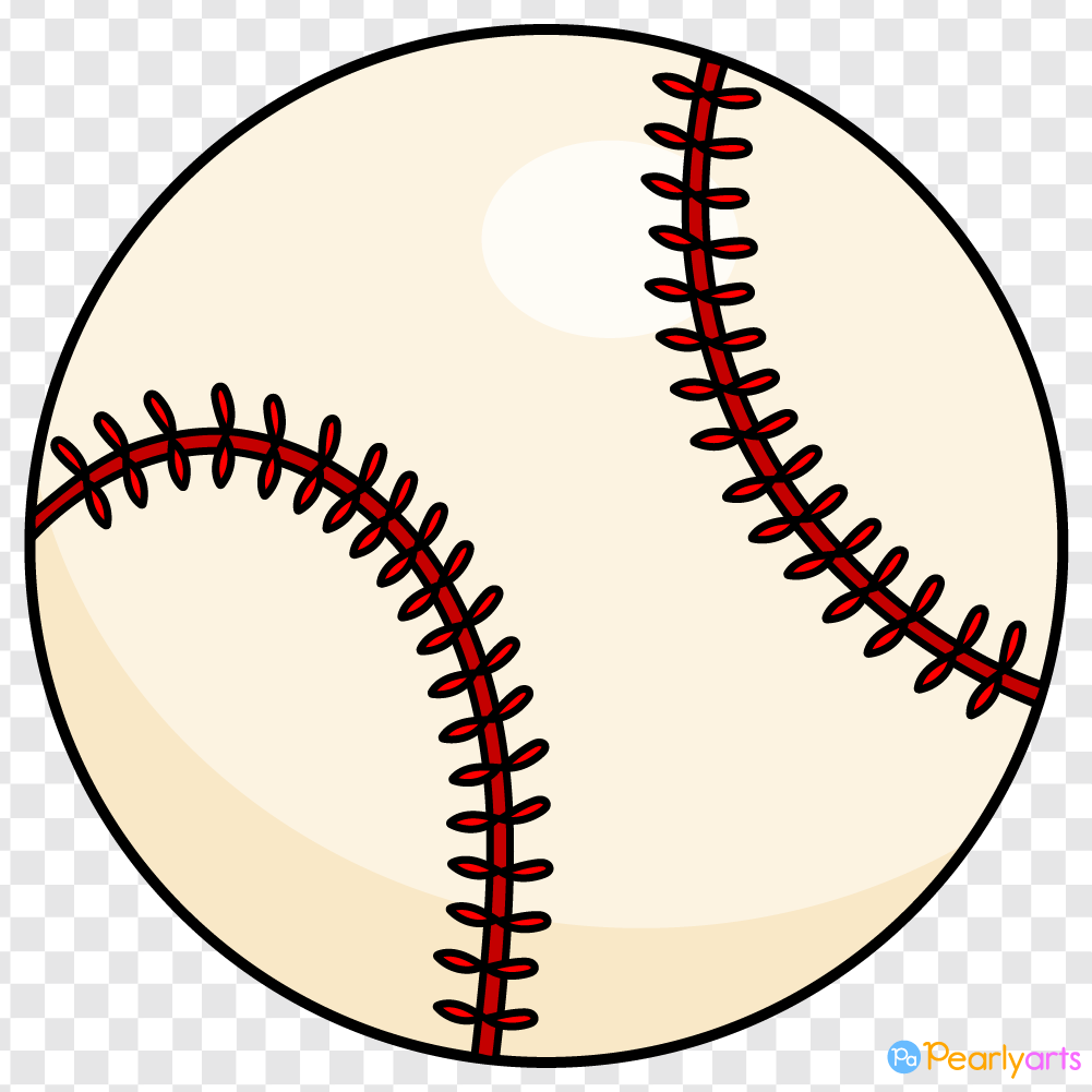 Baseball Clipart with outline WM | Pearly Arts