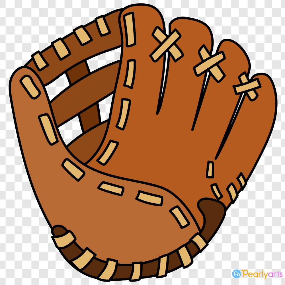 FREE Baseball Glove Clipart with outline WM | Pearly Arts