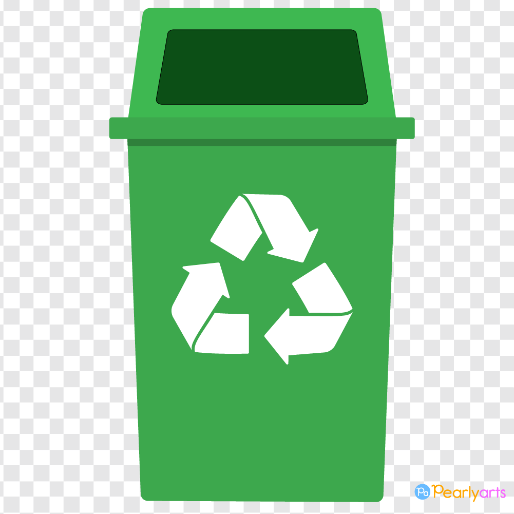 FREE Green Recycle Bin Clipart WM | Pearly Arts