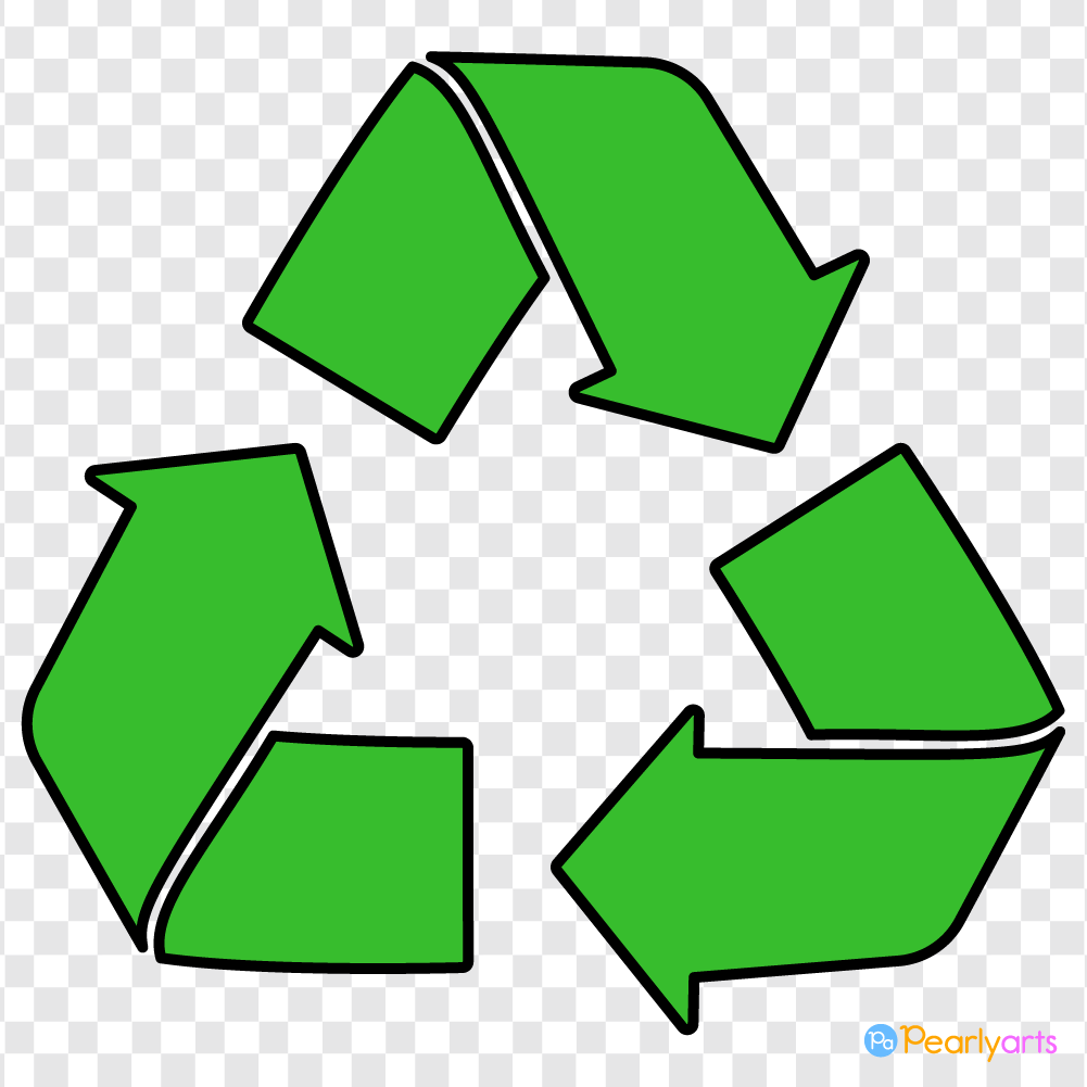 Recycle Symbol Clipart with outline WM | Pearly Arts