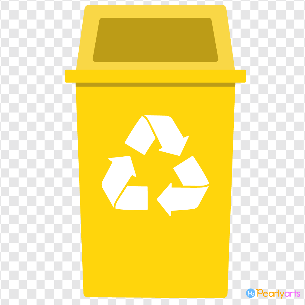 Yellow recycle Bin clipart WM | Pearly Arts