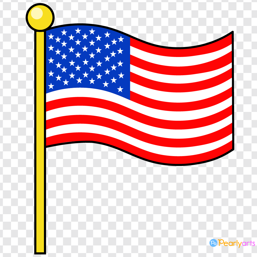 FREE American Flag Clipart with outline WM | Pearly Arts