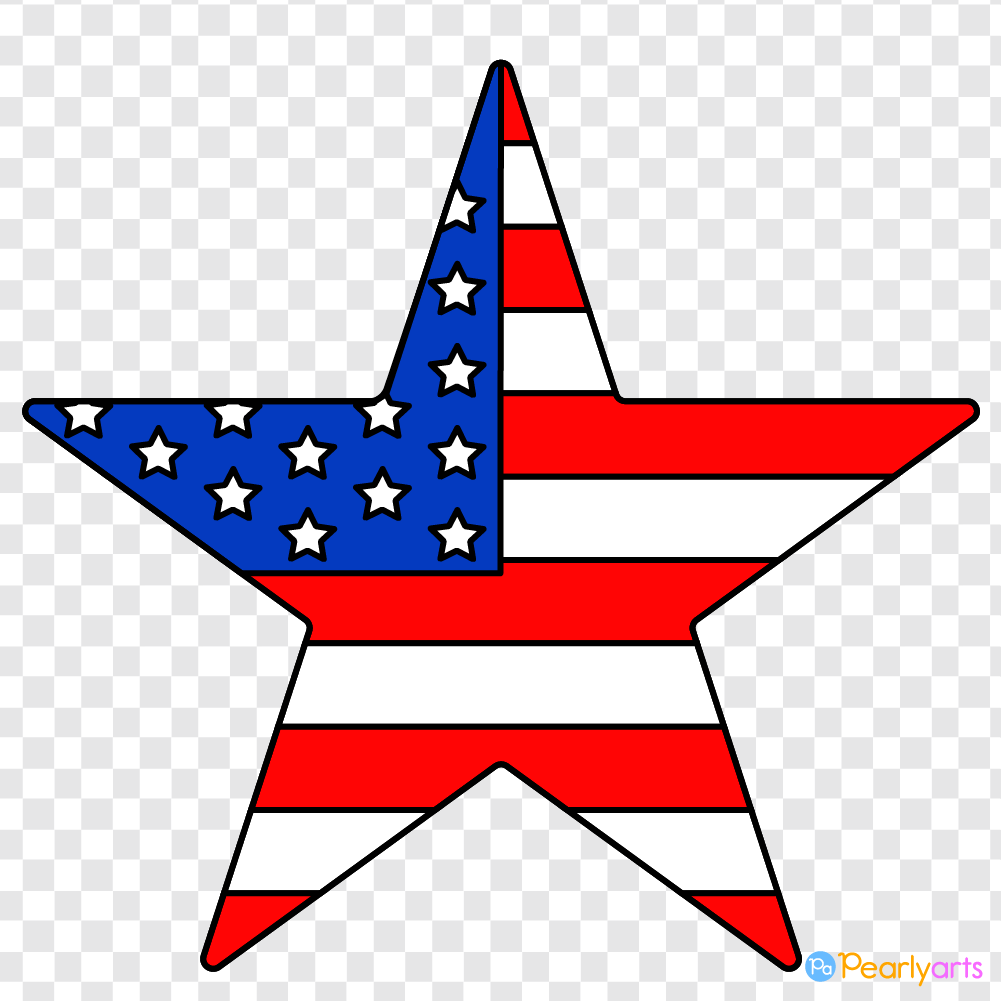 FREE American Flag Star Clipart with outline WM | Pearly Arts