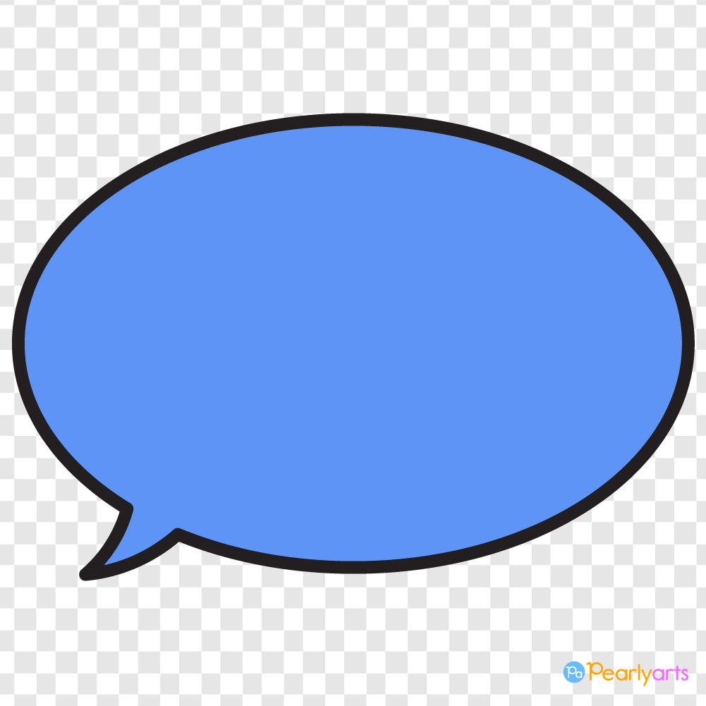 FREE Blue Oval Speech Bubble Clipart with Black outline WM | Pearly Arts