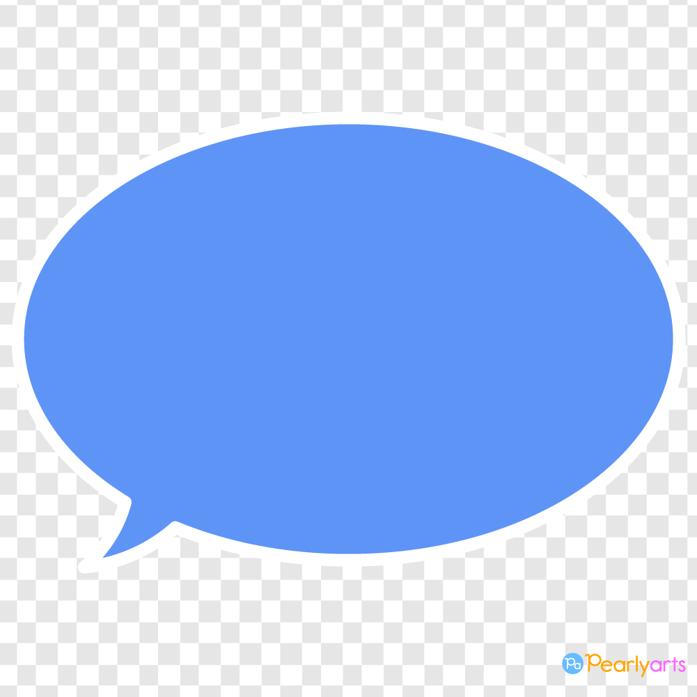 FREE Blue Oval Speech Bubble Clipart with White outline WM | Pearly Arts