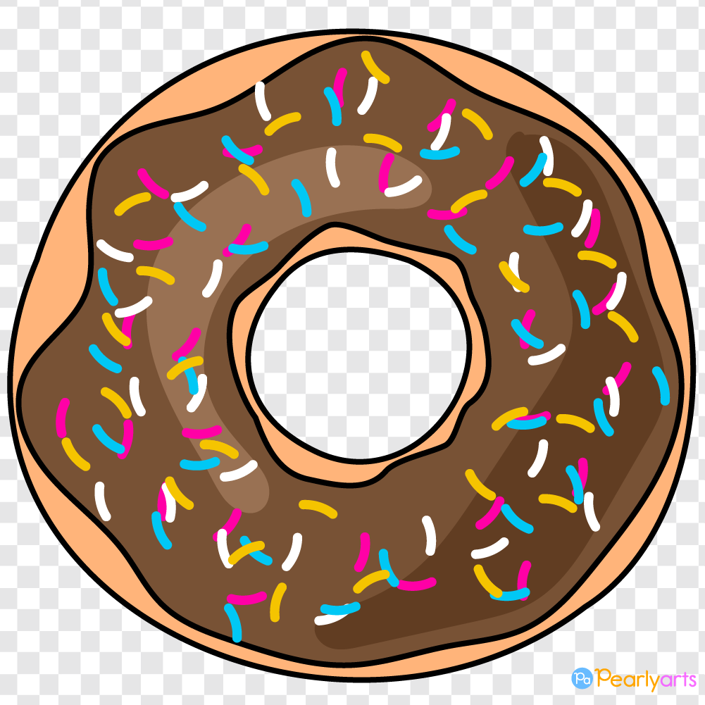 FREE Chocolate Frosted Donut Clipart with outline WM | Pearly Arts