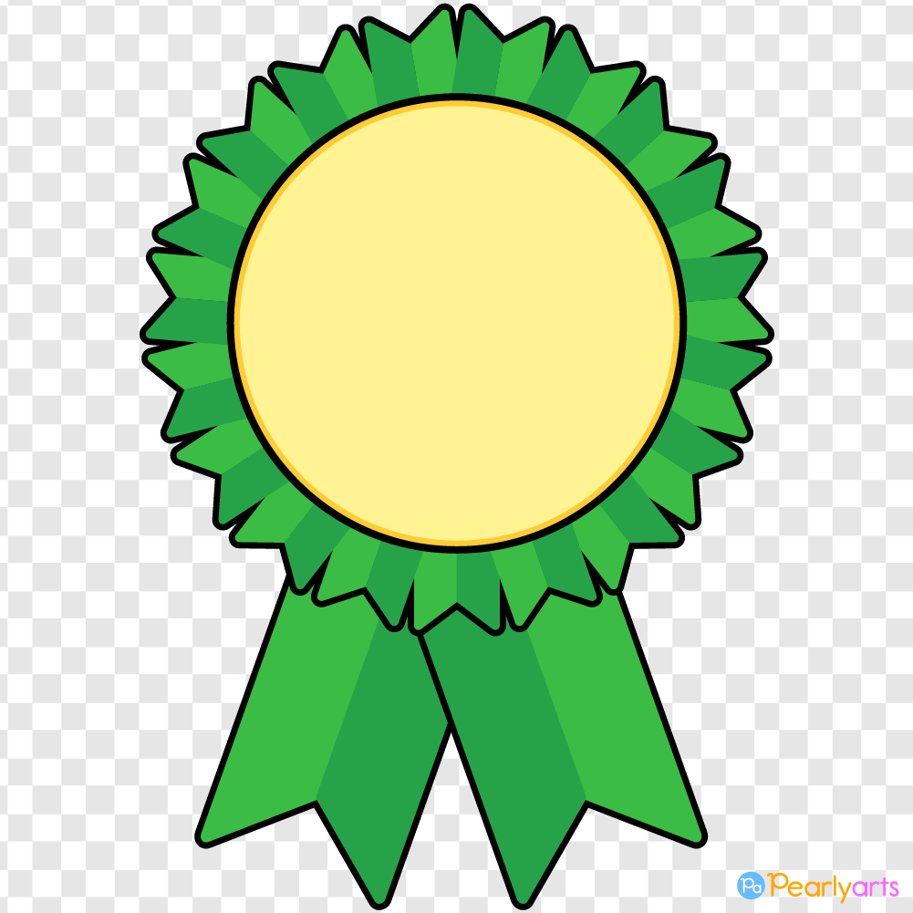 FREE Green Award Ribbon Clipart with outline WM | Pearly Arts