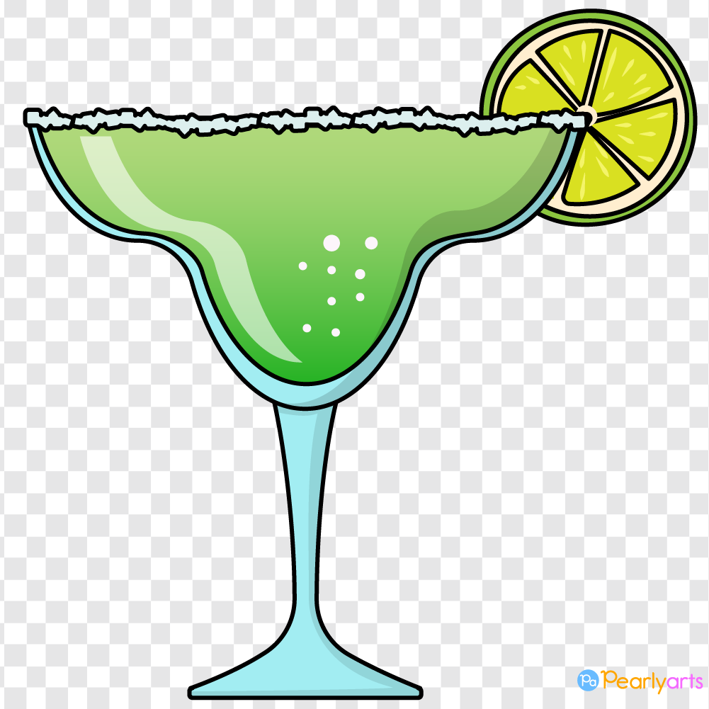 FREE Margarita Clipart with outline WM | Pearly Arts