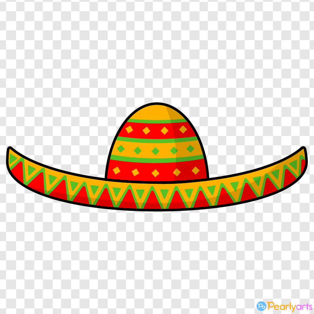 FREE Mexican Sombrero Hat Clipart with outline WM | Pearly Arts