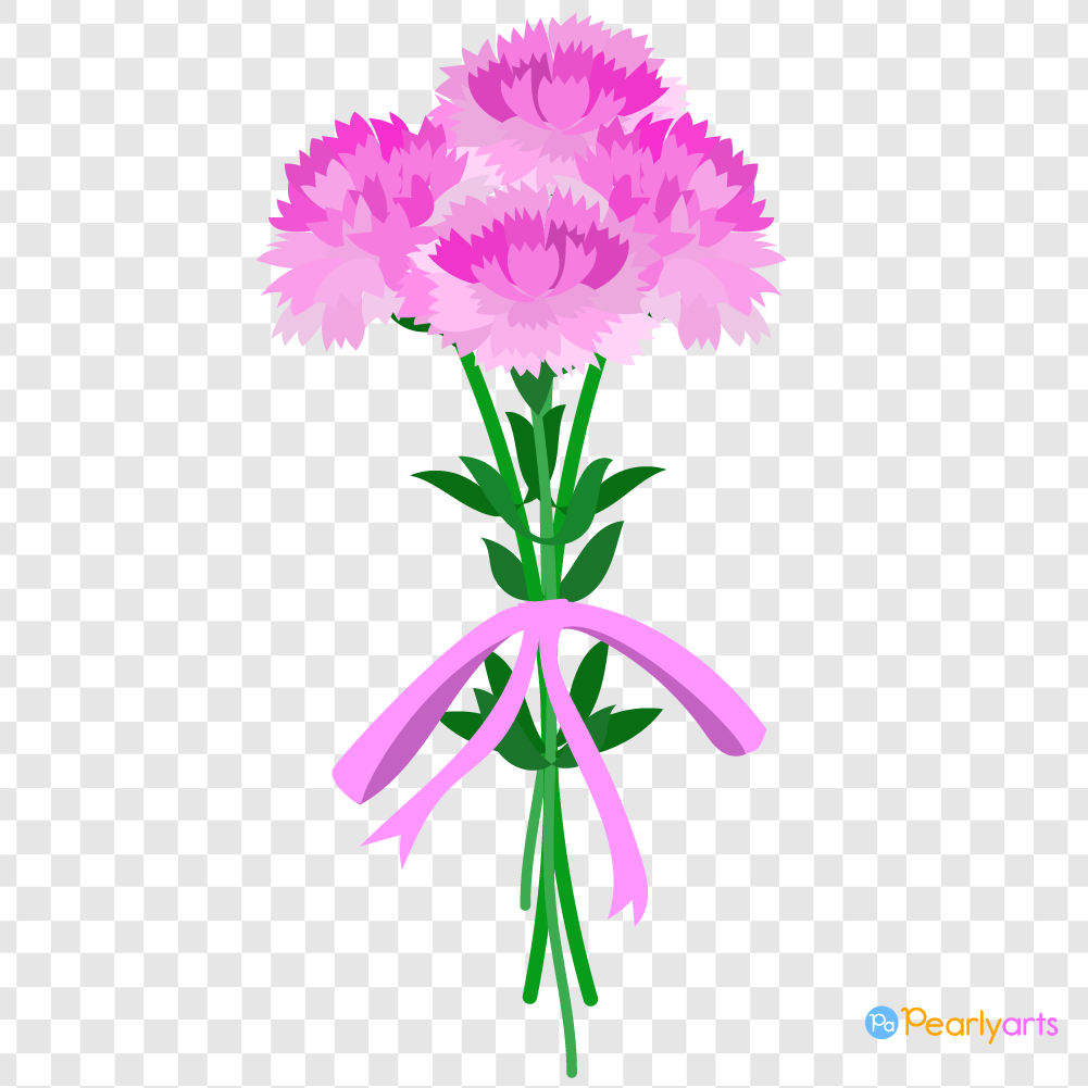 FREE Pink Carnation Bouquet Clipart WM | Pearly Arts