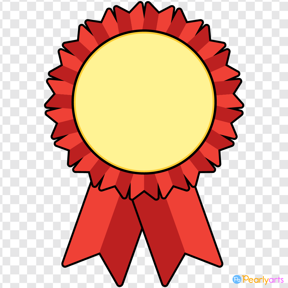 FREE Red Award Ribbon Clipart with outline WM | Pearly Arts
