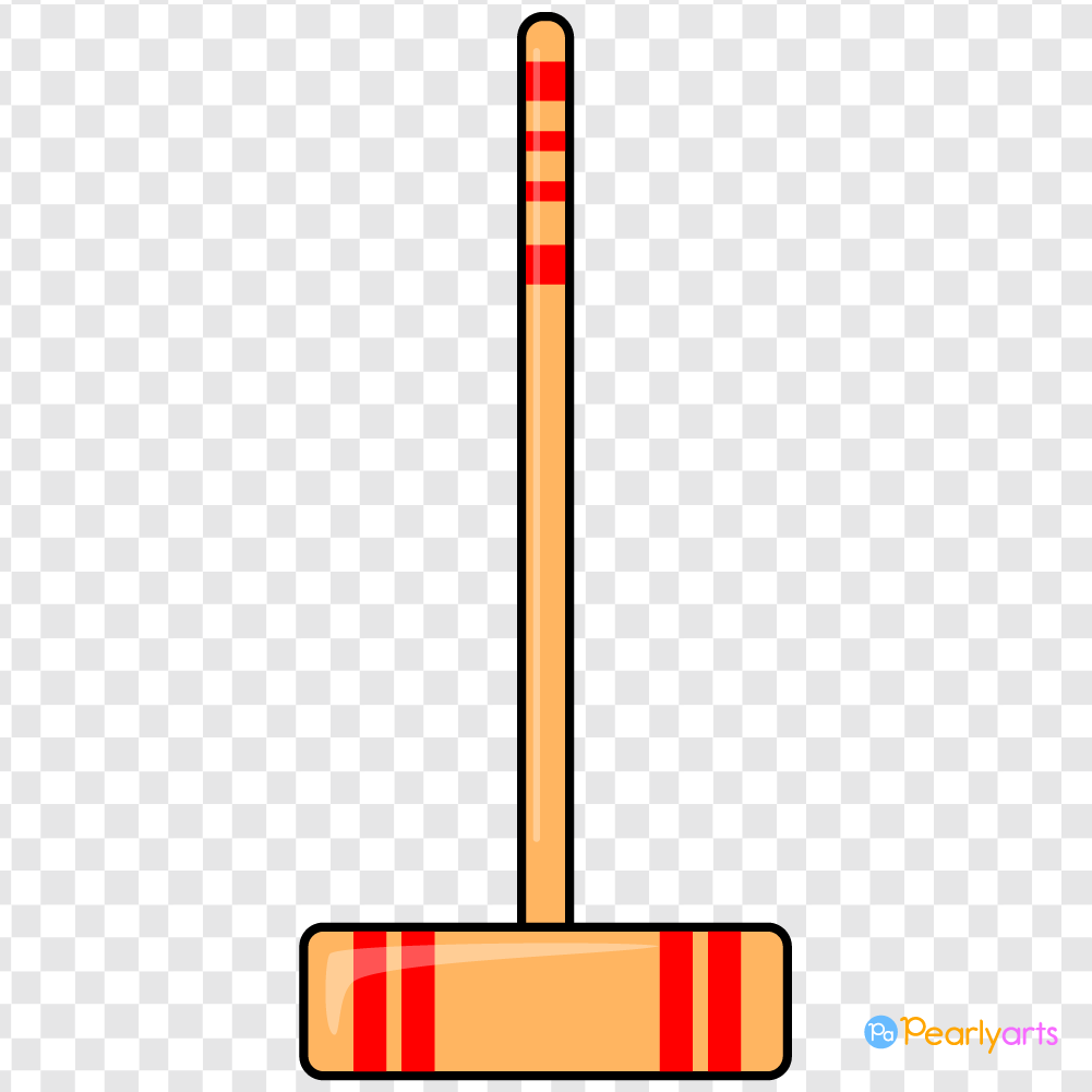 FREE Red Croquet Mallet Clipart with outline WM | Pearly Arts