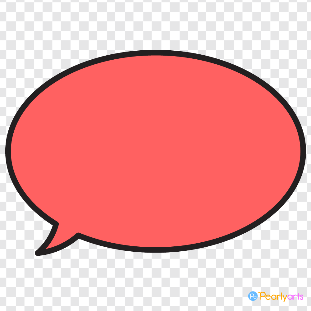 FREE Red Oval Speech Bubble Clipart with Black outline WM | Pearly Arts