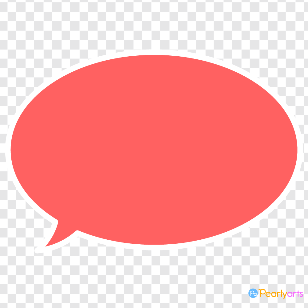 FREE Red Oval Speech Bubble Clipart with White outline WM | Pearly Arts