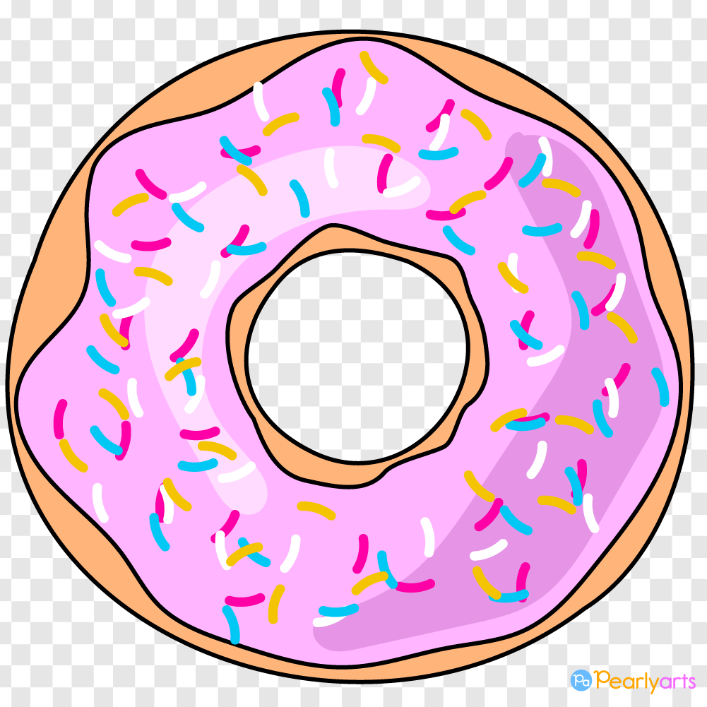 FREE Strawberry Frosted Donut Clipart with outline WM | Pearly Arts
