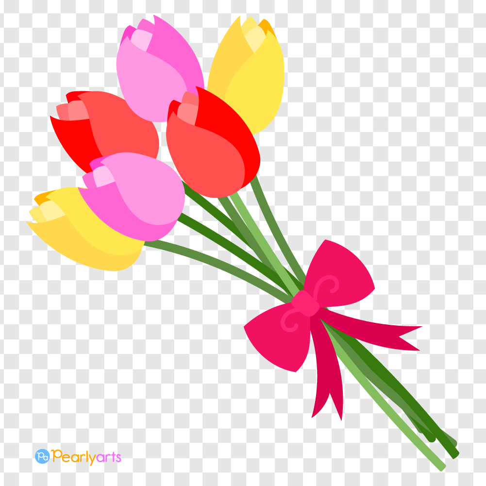 FREE Tulip Bouquet Clipart WM | Pearly Arts