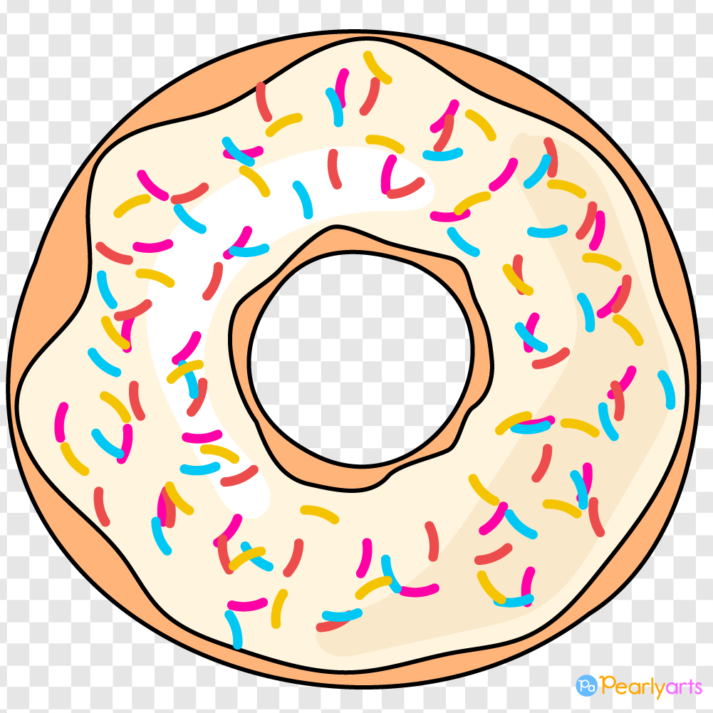 FREE Vanilla Frosted Donut Clipart with outline WM | Pearly Arts