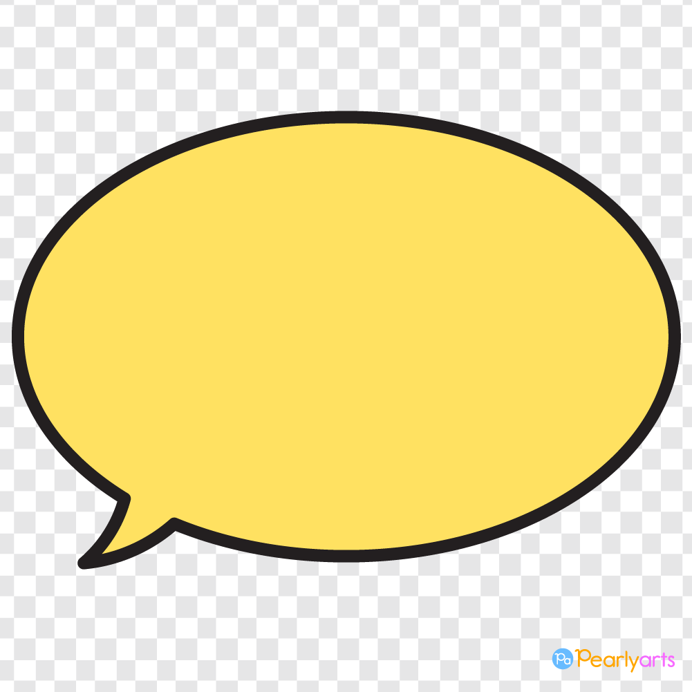 FREE Yellow Oval Speech Bubble Clipart with Black outline WM | Pearly Arts