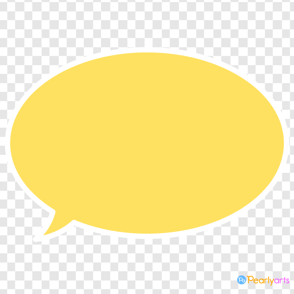 FREE Yellow Oval Speech Bubble Clipart with White outline WM | Pearly Arts