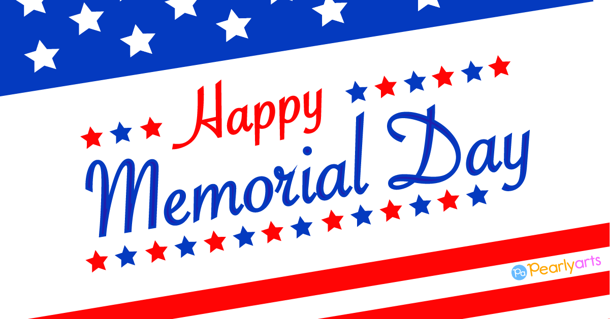 Happy Memorial Day Clipart 1200x630 WM | Pearly Arts