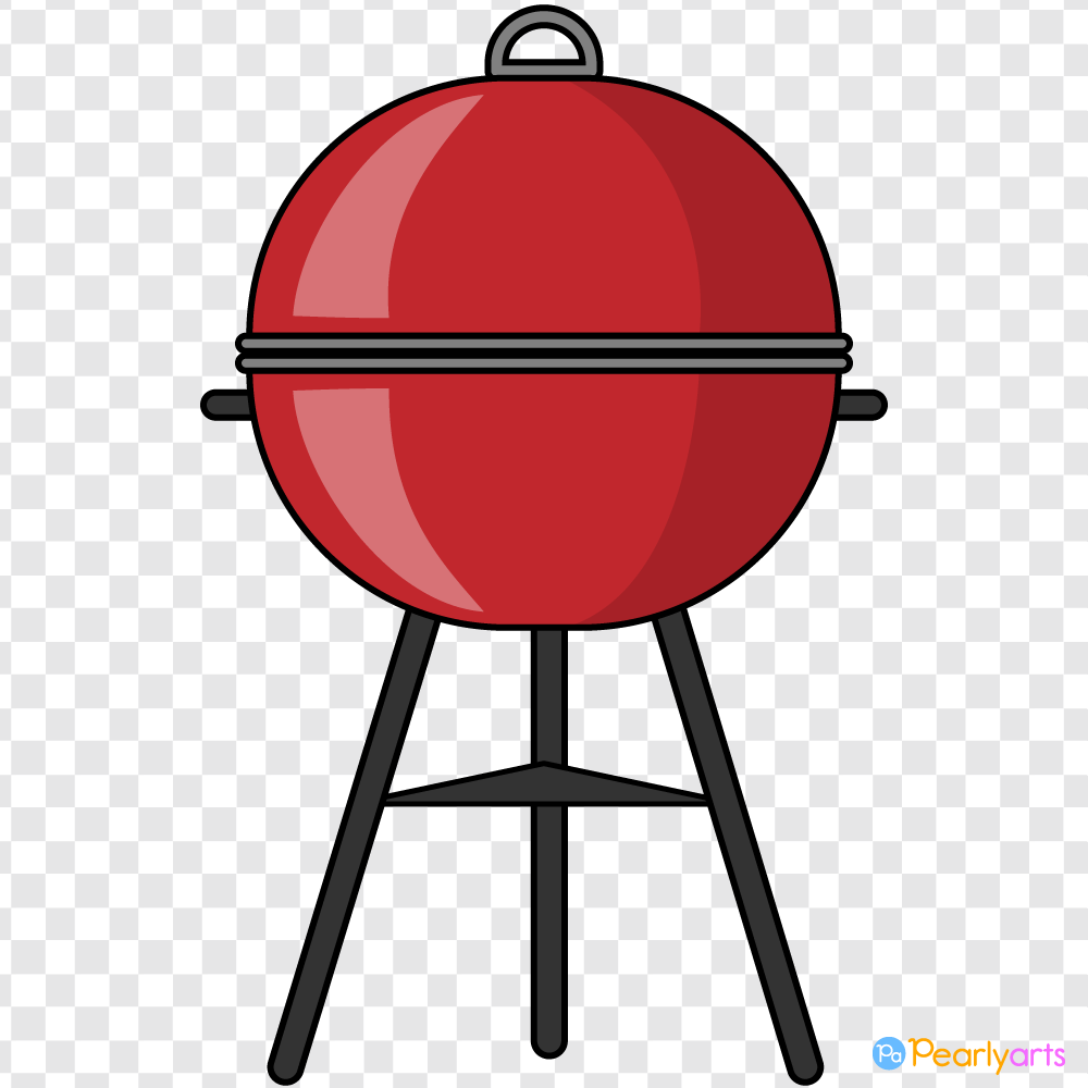 FREE Barbecue Grill Clipart with outline WM | Pearly Arts