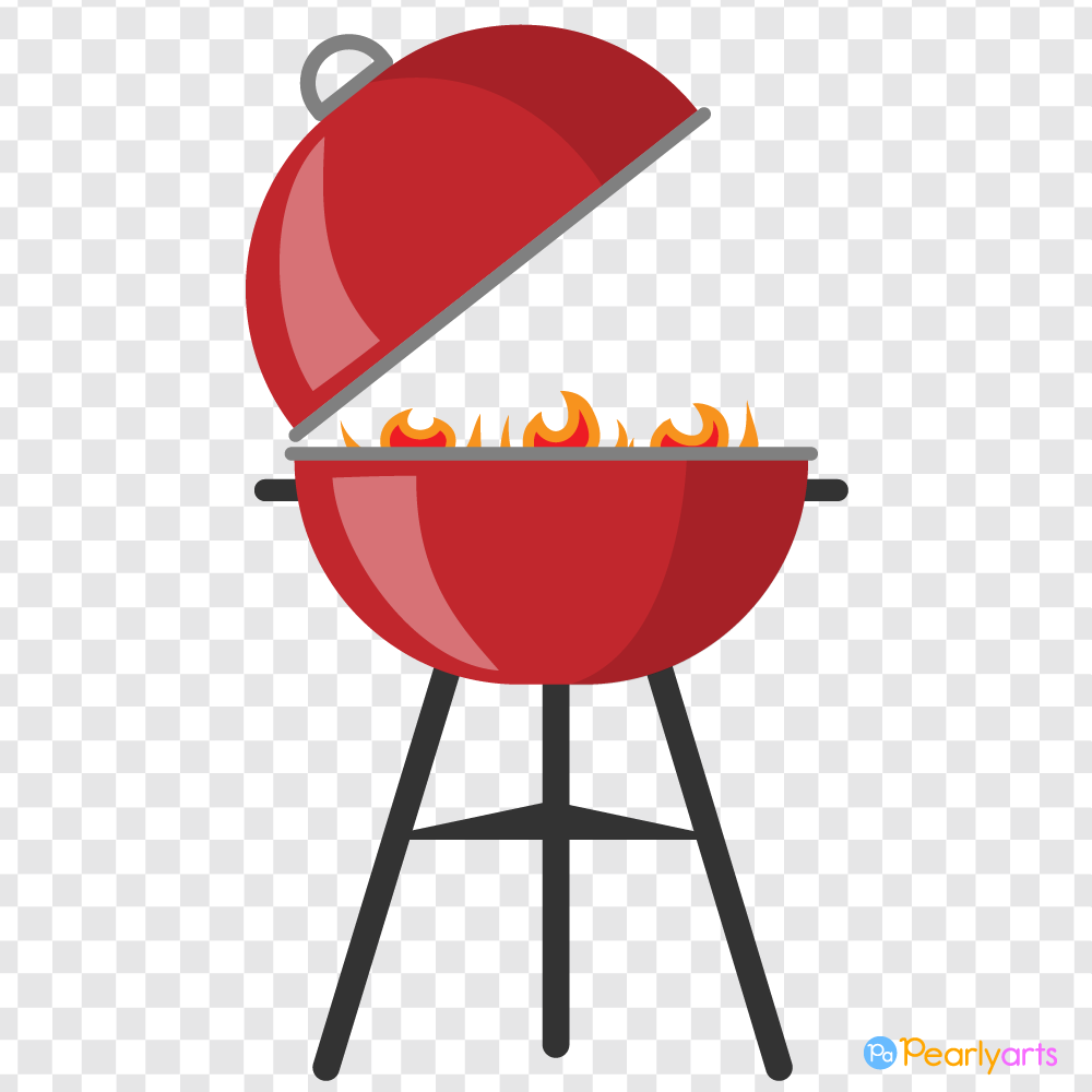 FREE Barbecue Grill on Fire Clipart WM | Pearly Arts