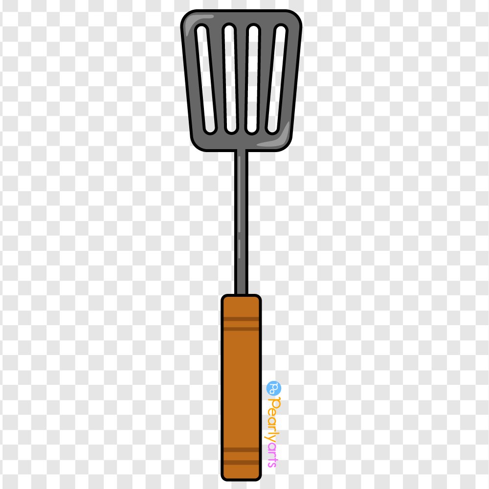 FREE Barbecue Spatula clipart with outline WM | Pearly Arts