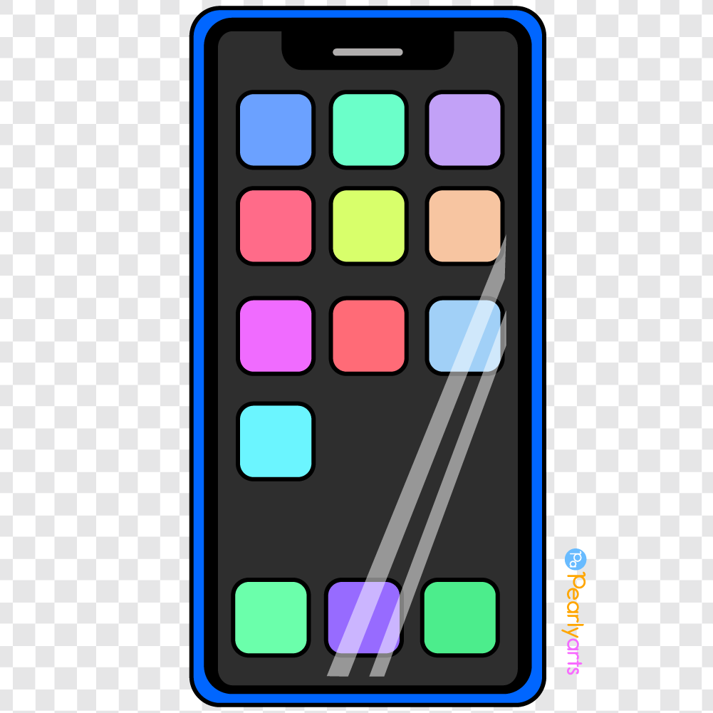 FREE Blue Smartphone Clipart with outline WM | Pearly Arts
