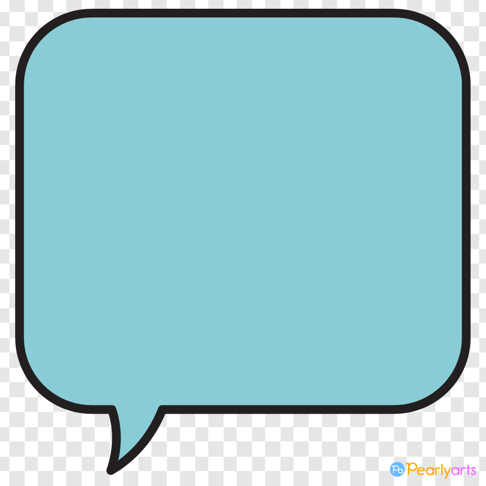 FREE Blue Square Speech Bubble Clipart with Black outline WM | Pearly Arts